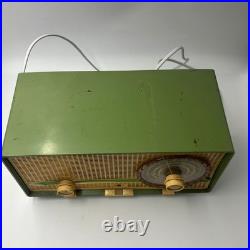 Vintage Philips Green B2X12A/79F Tube Radio AM FM Working 1950s Mid Century