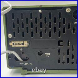 Vintage Philips Green B2X12A/79F Tube Radio AM FM Working 1950s Mid Century