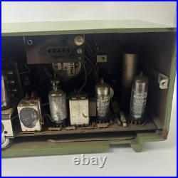 Vintage Philips Green B2X12A/79F Tube Radio AM FM Working 1950s Mid Century
