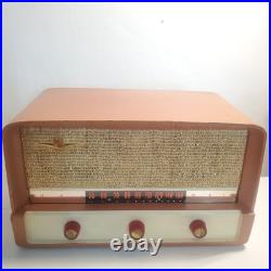 Vintage Pink 50's Montgomery Wards Airline Twin Speaker Tube Radio WG-1635A