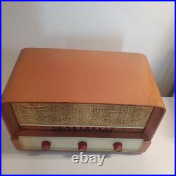 Vintage Pink 50's Montgomery Wards Airline Twin Speaker Tube Radio WG-1635A