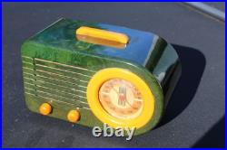 Vintage Pre War Old Blue Green Antique Fada 115 Catalin Bakelite Antique Radio
