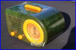 Vintage Pre War Old Blue Green Antique Fada 115 Catalin Bakelite Antique Radio