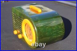 Vintage Pre War Old Blue Green Antique Fada 115 Catalin Bakelite Antique Radio