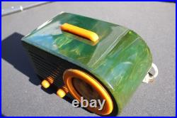 Vintage Pre War Old Blue Green Antique Fada 115 Catalin Bakelite Antique Radio