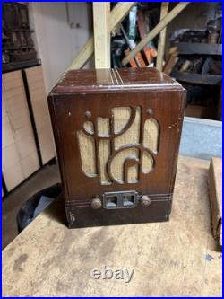 Vintage R140-A Stewart Warner Superheterodyne Electric Tube Radio Wood Case USA
