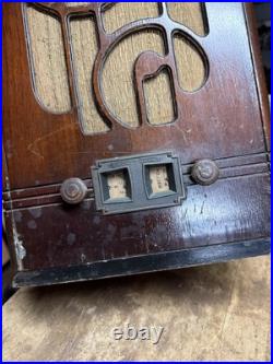 Vintage R140-A Stewart Warner Superheterodyne Electric Tube Radio Wood Case USA