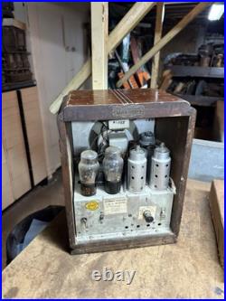 Vintage R140-A Stewart Warner Superheterodyne Electric Tube Radio Wood Case USA