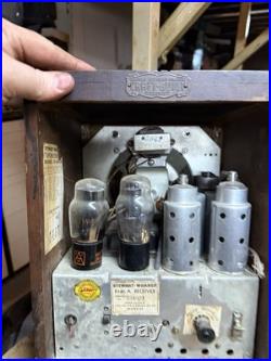 Vintage R140-A Stewart Warner Superheterodyne Electric Tube Radio Wood Case USA