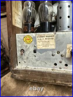 Vintage R140-A Stewart Warner Superheterodyne Electric Tube Radio Wood Case USA