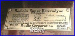 Vintage RCA RADIOLA AR 812 RADIO CHASSIS with 6 LONG PIN TUBES Untested / Clean