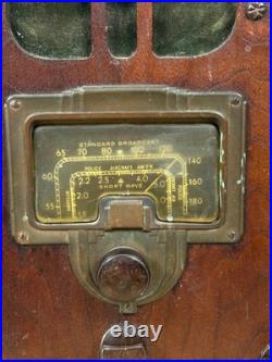 Vintage RCA Superheterodyne AM/SW Tombstone Tube Radio 5T 1936 Tested Works Wood