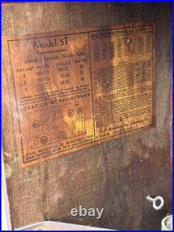 Vintage RCA Superheterodyne AM/SW Tombstone Tube Radio 5T 1936 Tested Works Wood