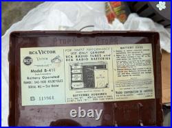 Vintage RCA Victor Brown Bakelite UNTESTED Portable Tube Radio