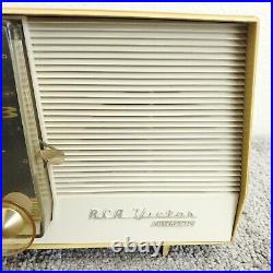 Vintage RCA Victor C-4EM Tube Radio Clock Levermatic AM MCM Cream White Works