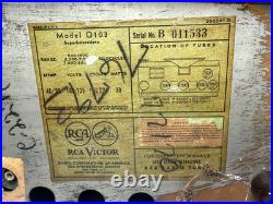 Vintage RCA Victor Q103 Tube Radio AM Shortwave Pre-War Bakelite Unrestored