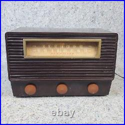 Vintage RCA Victor Tube Radio Brown 1960's MCM Brown Bakelite AM/FM Working