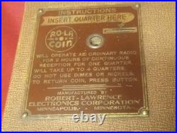 Vintage, RO-LA Coin Robert Lawrence Superheterodyne Motel Pay Tube Radio 40s 50s