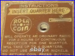 Vintage, RO-LA Coin Robert Lawrence Superheterodyne Motel Pay Tube Radio 40s 50s