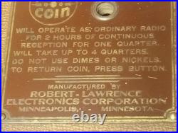 Vintage, RO-LA Coin Robert Lawrence Superheterodyne Motel Pay Tube Radio 40s 50s