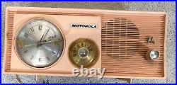 Vintage Radio 1957 Pink Motorola SC14PW Tube AM Radio w Clock made in USA t558