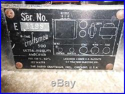 Vintage Radio Craftsmen 500 amplifier (estate find) 1950s Tubes