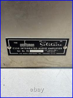 Vintage Radio Craftsmen Solitaire C250 Integrated Tube Amplifier RARE Works