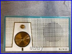 Vintage Radio Zenith Model F510 1955 Belair Blue and White AM Vacuum Tube 7552