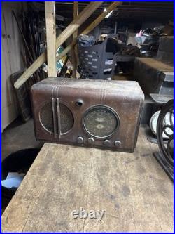 Vintage Rare 1930s Art Deco Firestone Air Chief Electric Tube Radio Wood Case