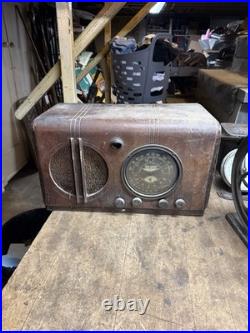 Vintage Rare 1930s Art Deco Firestone Air Chief Electric Tube Radio Wood Case