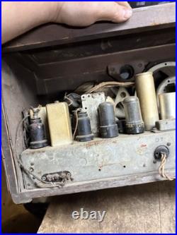 Vintage Rare 1930s Art Deco Firestone Air Chief Electric Tube Radio Wood Case