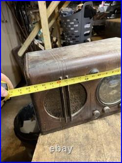 Vintage Rare 1930s Art Deco Firestone Air Chief Electric Tube Radio Wood Case