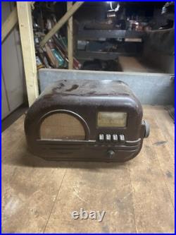 Vintage Rare Art Deco Brown Bakelite Electric Tube Radio Grantline 502 Series A