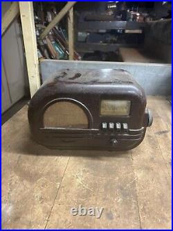 Vintage Rare Art Deco Brown Bakelite Electric Tube Radio Grantline 502 Series A