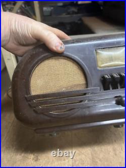 Vintage Rare Art Deco Brown Bakelite Electric Tube Radio Grantline 502 Series A