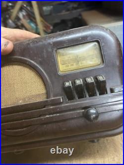 Vintage Rare Art Deco Brown Bakelite Electric Tube Radio Grantline 502 Series A