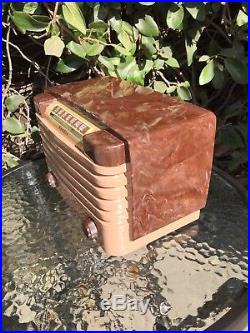 Vintage Rare Bendix Catalin Type Model 114 Tube Radio Marbleized Swirl Plays
