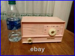 Vintage Rare Retro Pink Japan Bakelite Working Merc AM Tube Mini Table Radio