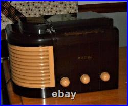 Vintage Rca Victor Brown Bakelite Vacum Tube Radio Art Deco Style Refurbished