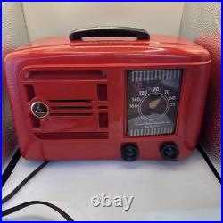 Vintage Red Bakelite 1940's Emerson 522 Radio Working AM Tube