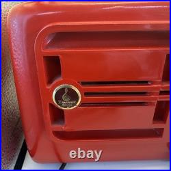 Vintage Red Bakelite 1940's Emerson 522 Radio Working AM Tube