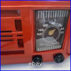 Vintage Red Bakelite 1940's Emerson 522 Radio Working AM Tube