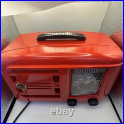 Vintage Red Bakelite 1940's Emerson 522 Radio Working AM Tube