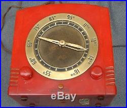 Vintage Red Catalin Radio Kadette Clockette 1935 Great Color No Cracks No Tubes