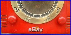 Vintage Red Catalin Radio Kadette Clockette 1935 Great Color No Cracks No Tubes