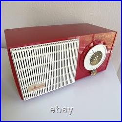 Vintage Red and White 1955 General Electric Model 471 AM Tube Radio Real Charmer