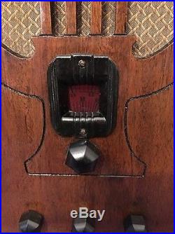 Vintage Restored Tombstone Wood Philco Tube Ham Radio Model 66 WWll Era WW2