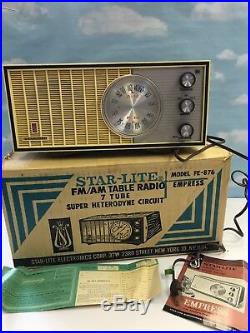 Vintage STAR-LITE FM/AM TABLE RADIO 7 TUBE SUPER HETERODYNE CIRCUIT FE-876 MINT