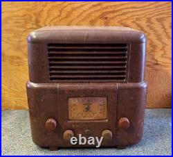 Vintage STEWART WARNER TUBE RADIO Dark Brown BAKELITE CASE Model R4525