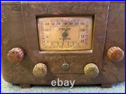 Vintage STEWART WARNER TUBE RADIO Dark Brown BAKELITE CASE Model R4525